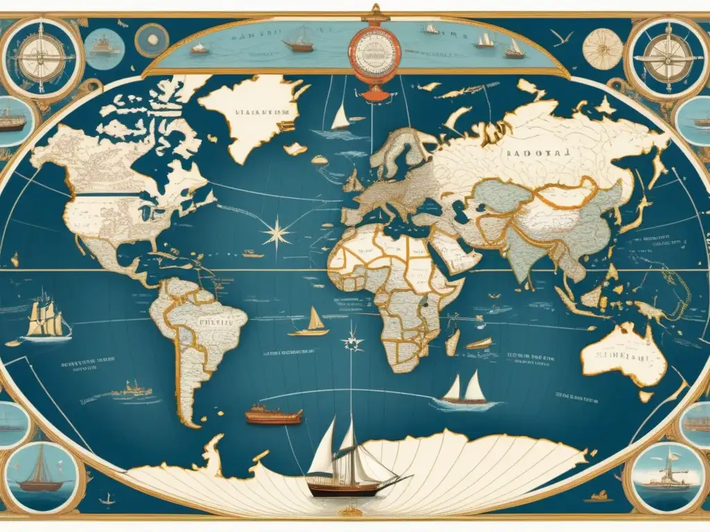 Mapa vintage de rutas marítimas y su influencia en la economía moderna