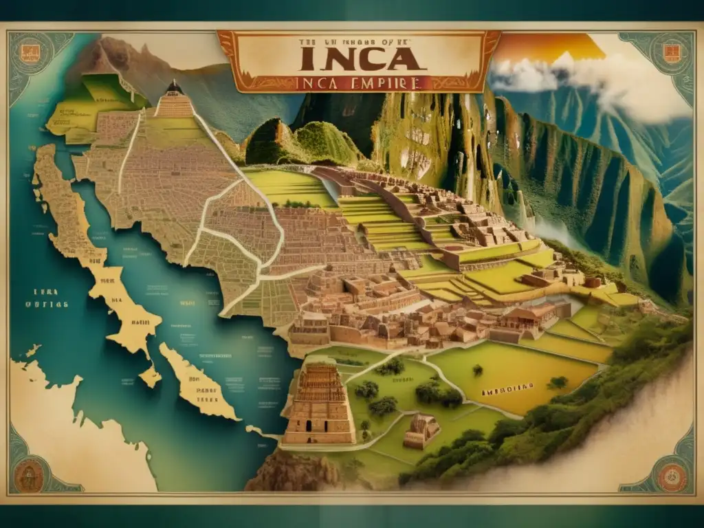 Mapa vintage del Imperio Inca: La conquista silenciada por Pizarro