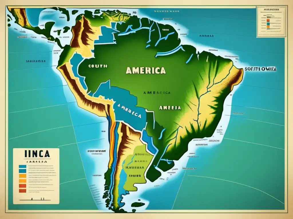 Mapa vintage del Imperio Inca: Exploración y conquista del imperio Inca