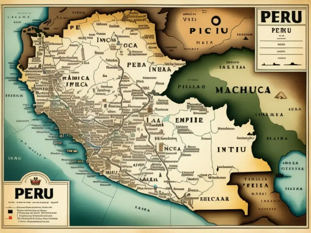 Mapa detallado del antiguo Perú, tesoro del Inca: La expedición de Yale a Perú