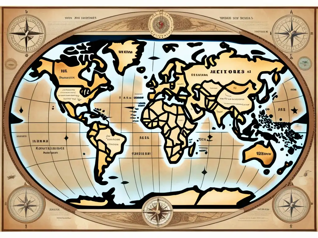 Mapa antiguo del mundo con detalles precisos