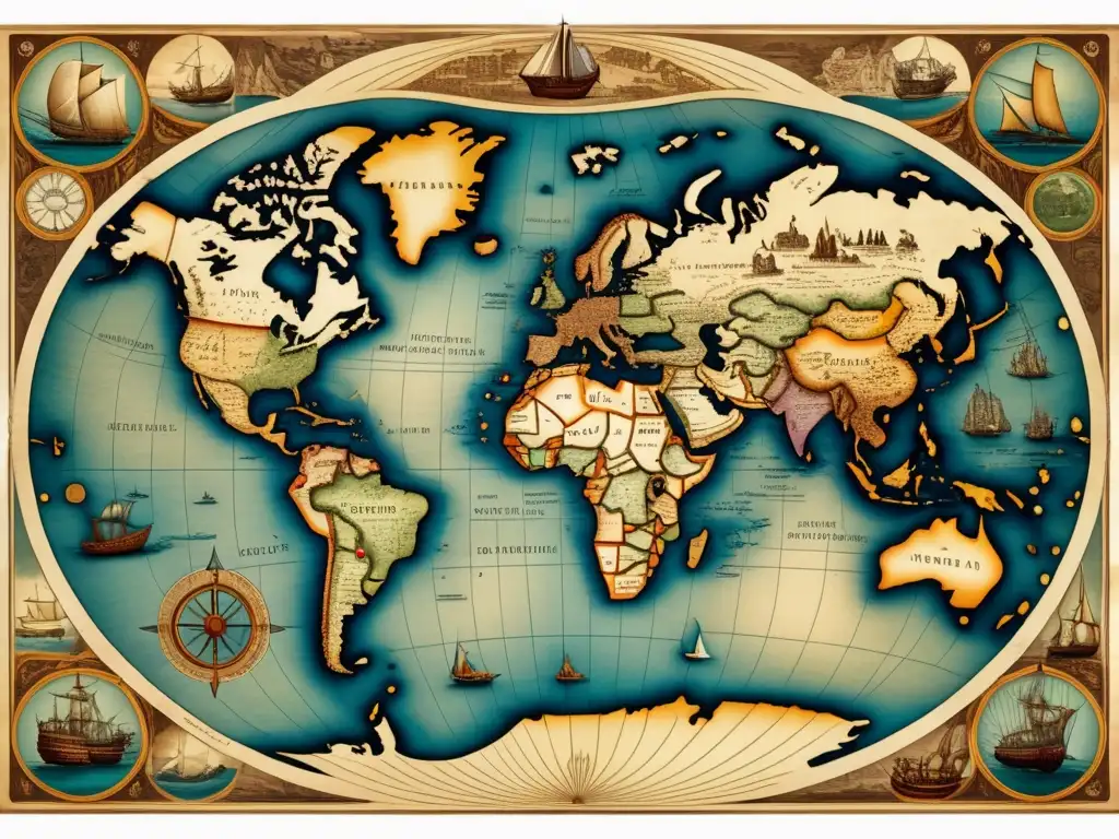 Mapa antiguo del mundo con detalles en 8k: Culturas y expediciones que descubrieron el mundo antiguo