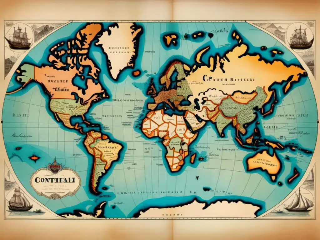 Mapa antiguo del mundo, detallado y envejecido Mapa vintage del mundo, detallado y envejecido