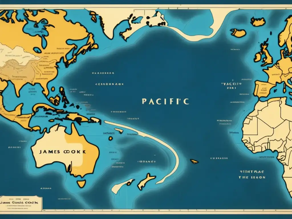 Mapa vintage del Pacífico y el gran viaje de James Cook: historia e impacto