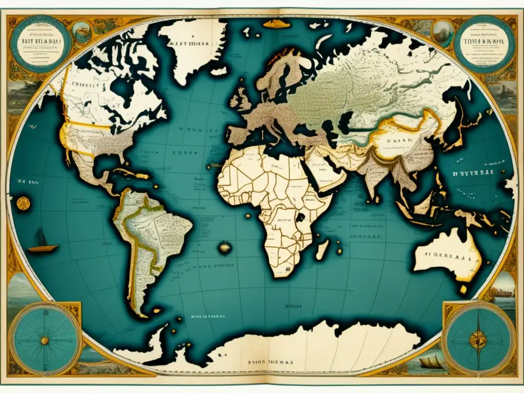 Mapa antiguo detallado de 8k que muestra las exploraciones de Pytheas, descubridor de Islas Británicas