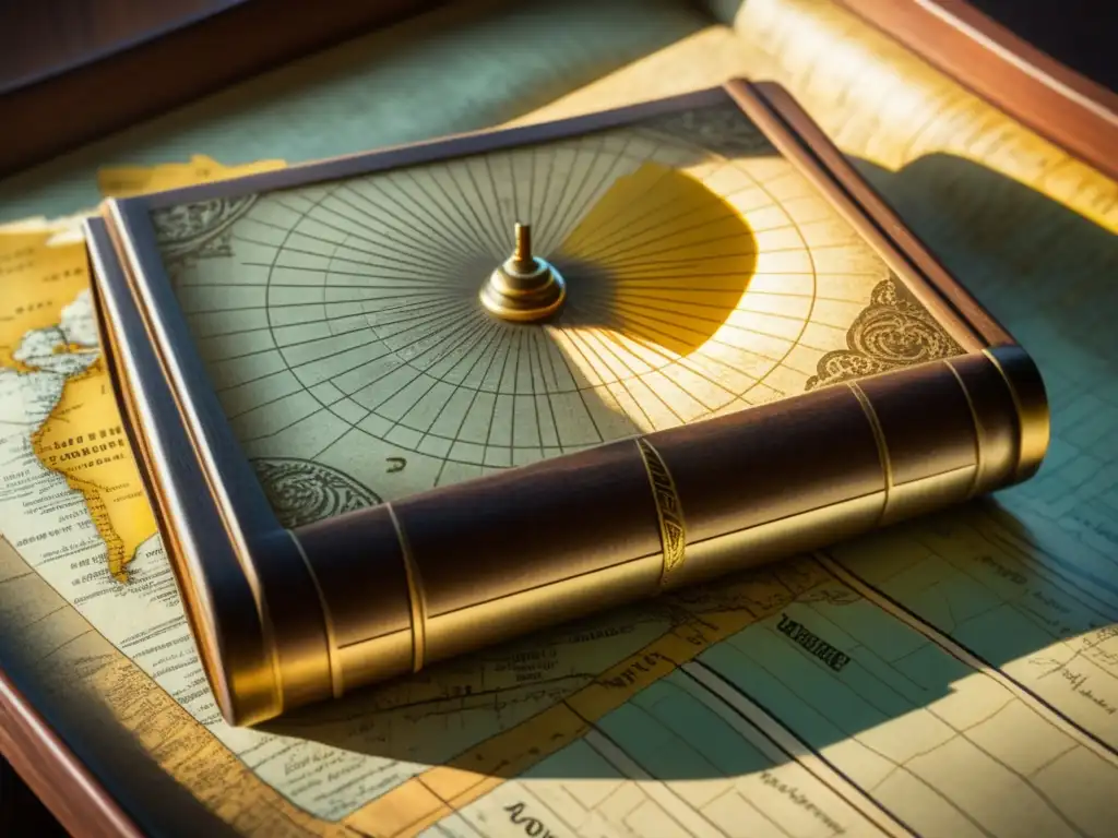 Brújula y mapa antiguos, exploraciones pasadas