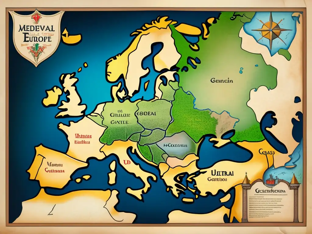 Mapa medieval de Europa en pergamino Descifrando los códigos de la cartografía medieval: El arte de los mapas antiguos