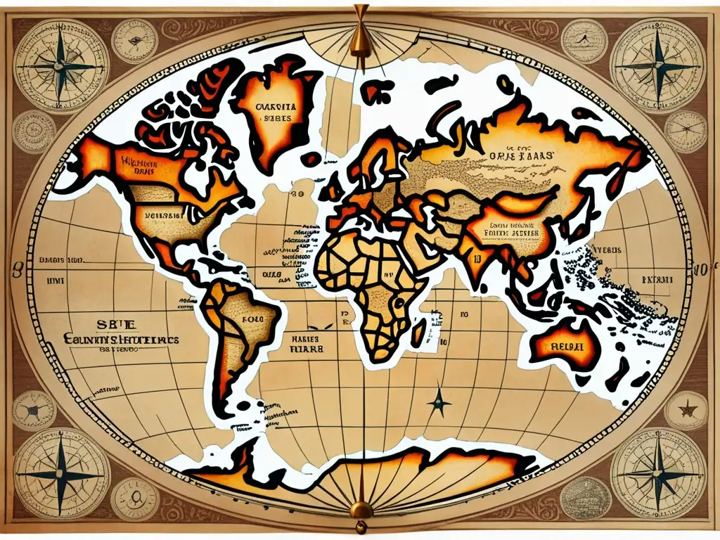 Mapa antiguo detallado con avances en tecnología de navegación