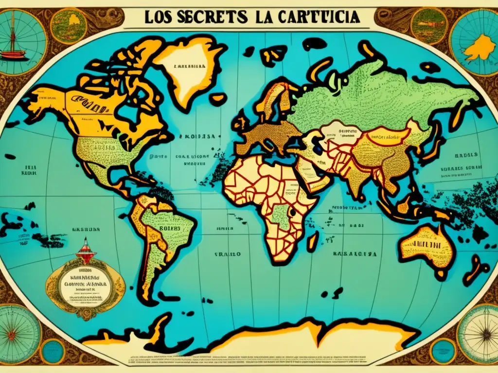 Mapa antiguo detallado del mundo: Los secretos de la cartografía náutica: Mapas que desafiaron los océanos