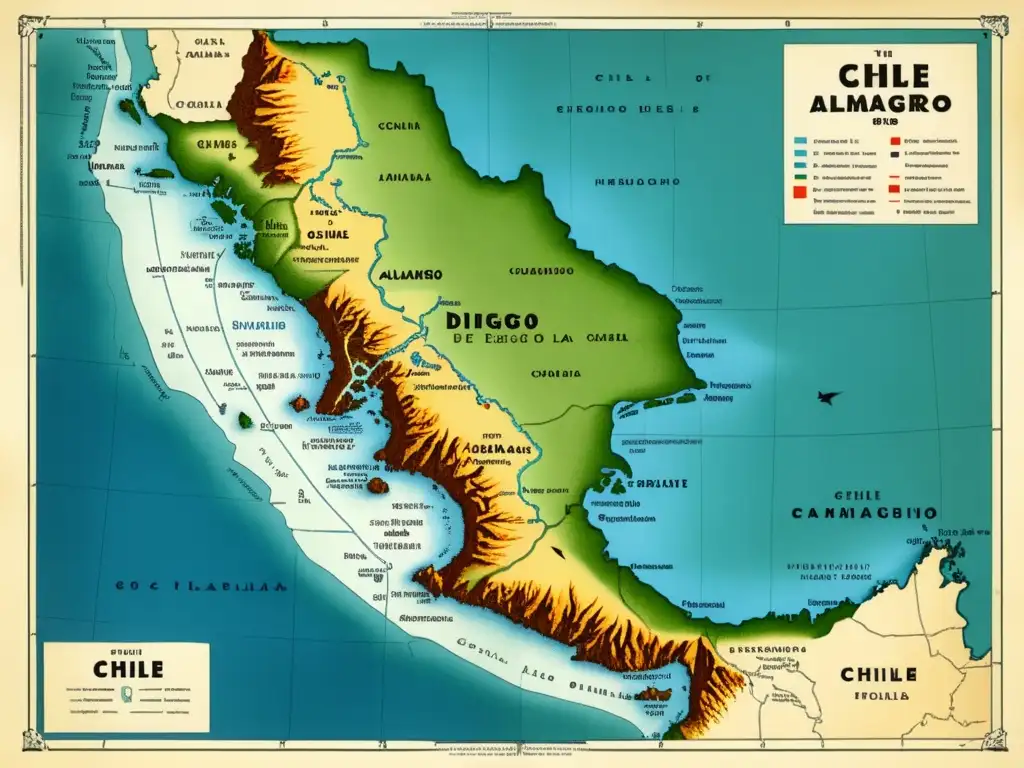 Mapa vintage de Chile: Diego de Almagro y la transformación geográfica