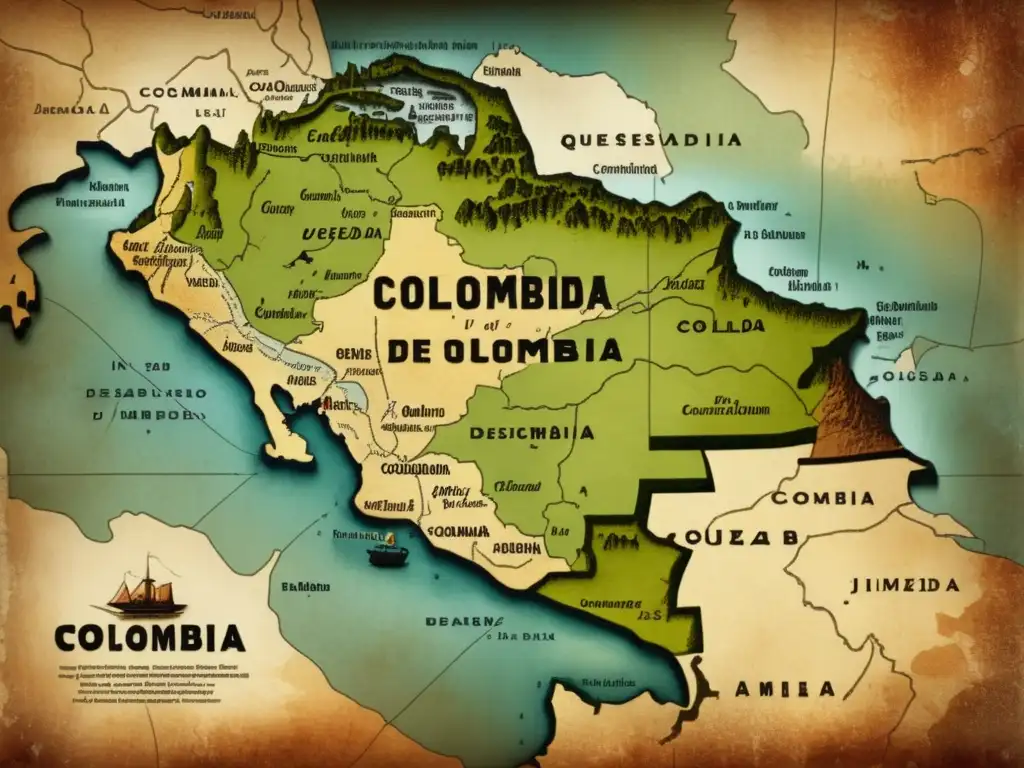 Mapa antiguo de Colombia: La travesía de Gonzalo Jiménez de Quesada por paisajes cautivadores