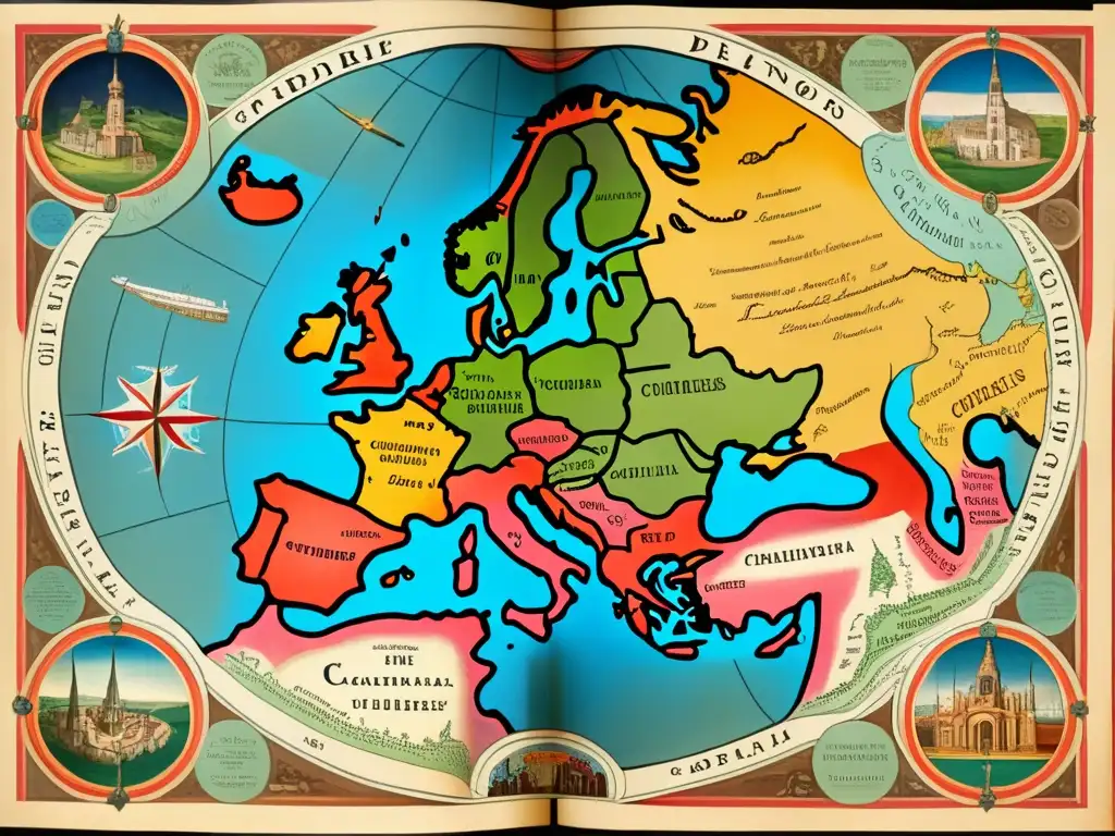 Mapa antiguo de las colonias con influencia religiosa en la Era de los Descubrimientos