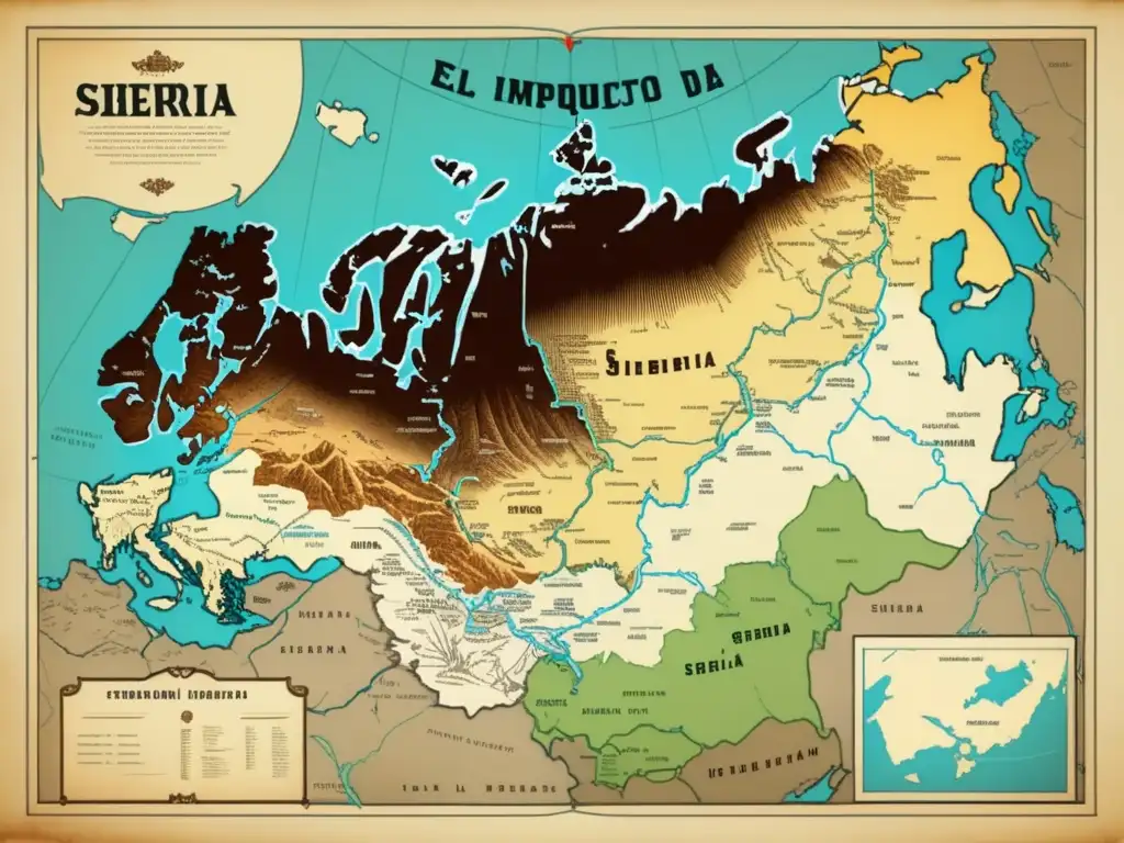 Mapa vintage de Siberia: impacto de la conquista de Siberia en Rusia