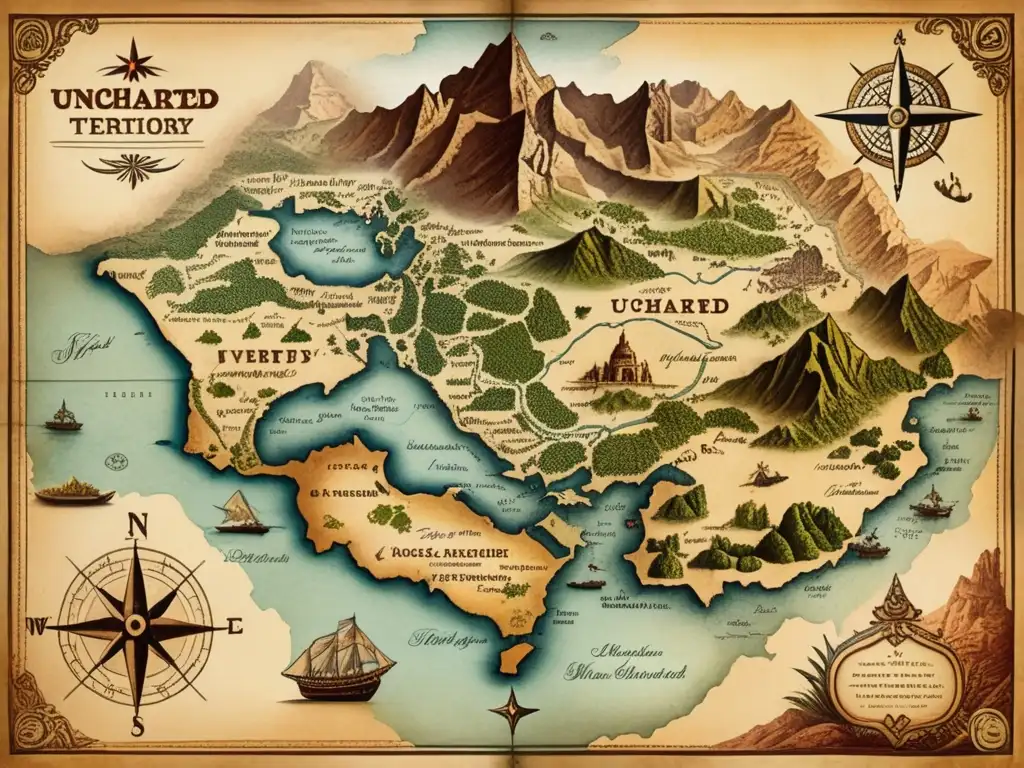 Mapa vintage de territorio desconocido que muestra innovaciones en la exploración que están redefiniendo las reglas del juego