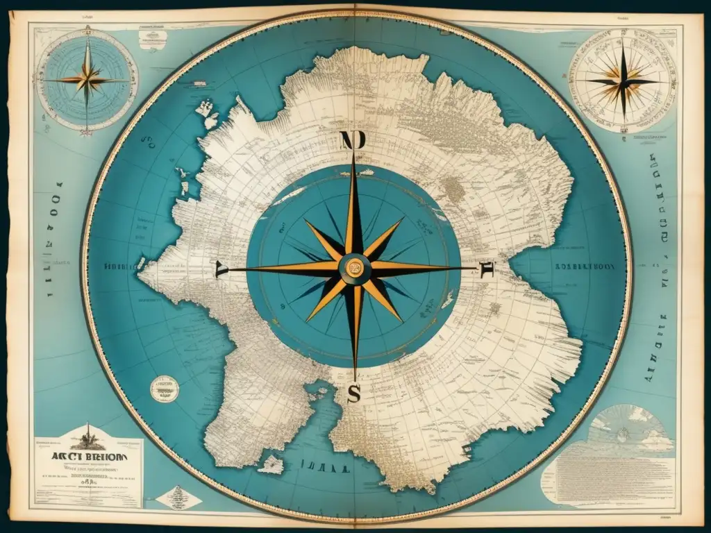 Mapa antiguo del Ártico con desafíos logísticos