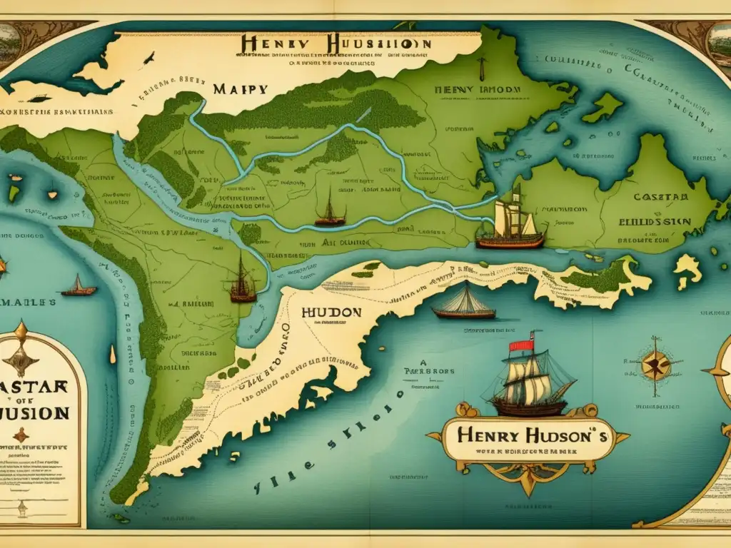 Mapa detallado del viaje de Henry Hudson: la determinación de un explorador y su incansable búsqueda