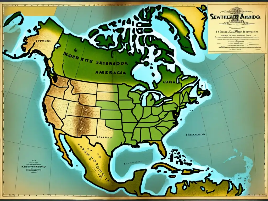 Mapa antiguo de la ruta de exploración de Hernando de Soto en el sureste de Norteamérica