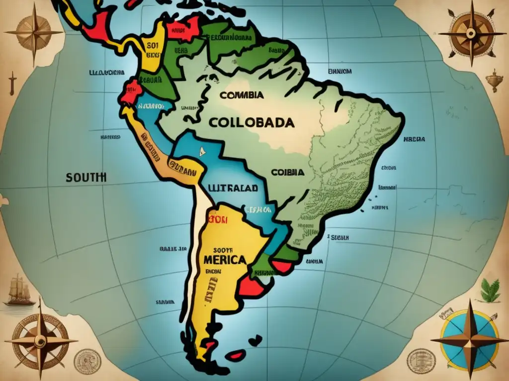 Mapa vintage de Sudamérica: Belalcázar vs