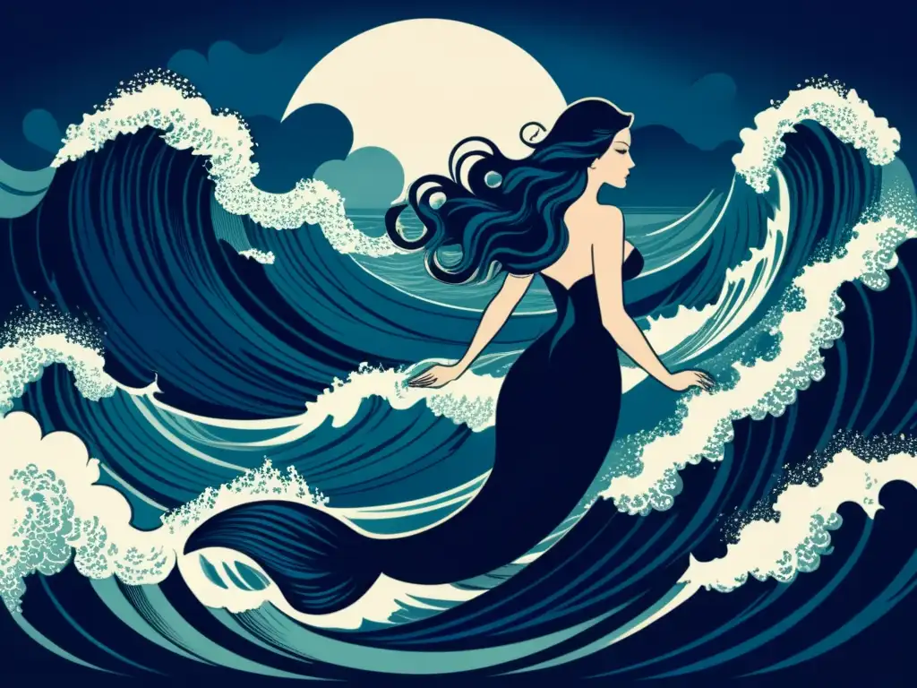 Ilustración vintage del enigma de la Sirena: Leyendas marítimas del siglo XVII