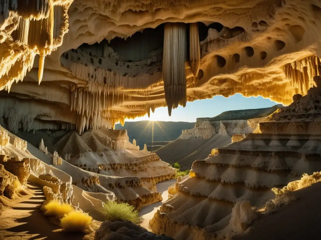 El laberinto subterráneo: una mirada a las cuevas de Carlsbad en oro vintage