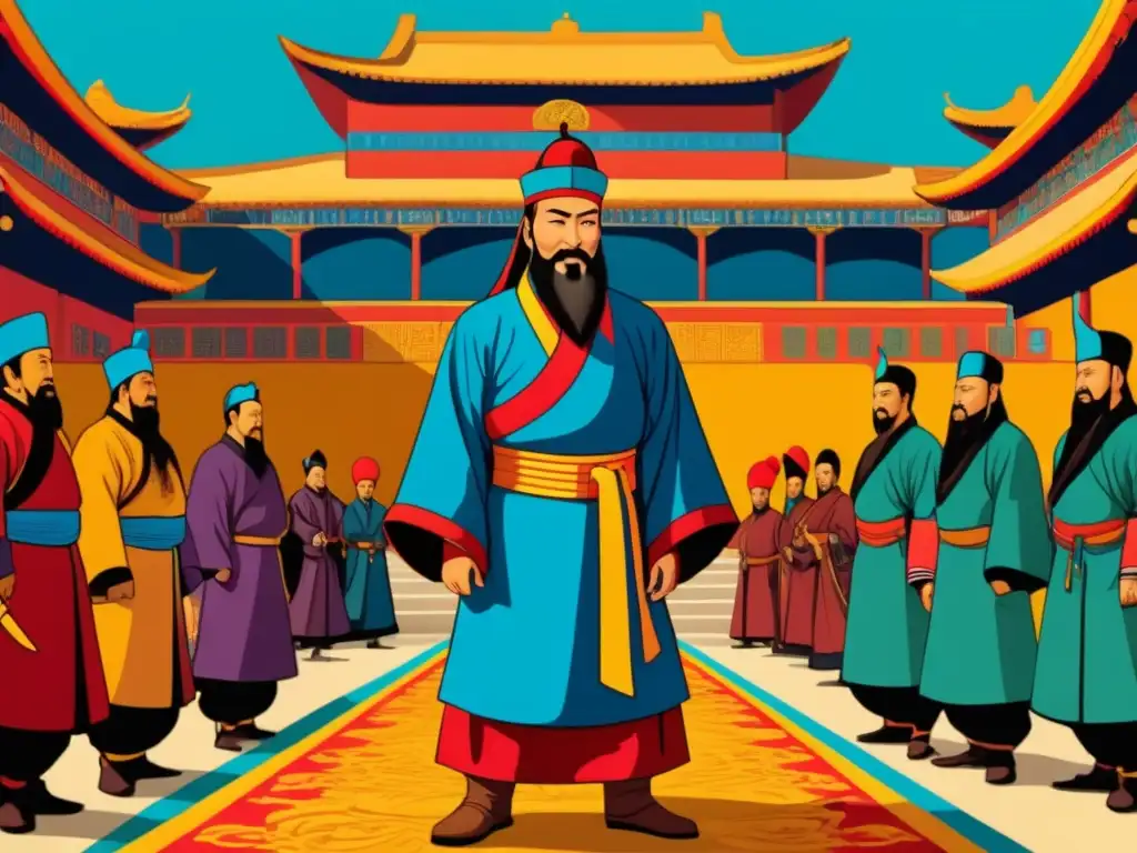 Marco Polo ante Kublai Khan en la corte mongol