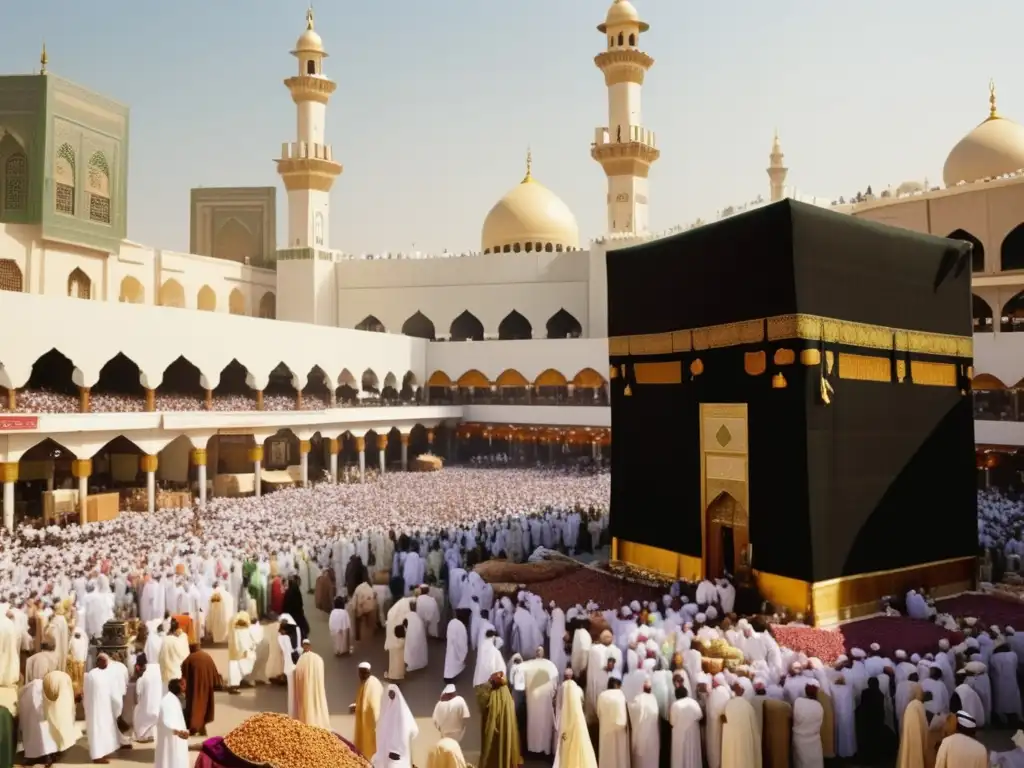 Un vibrante mercado en Mecca durante la peregrinación del Hajj: El Mapa de la Devoción