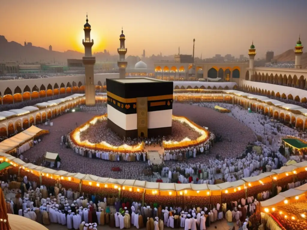 Mercado vibrante en Mecca durante el Hajj en el siglo XIX