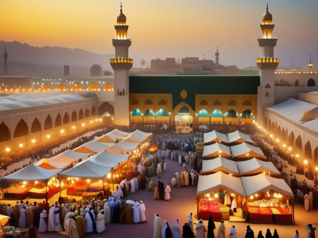 Mercado en Mecca durante peregrinaje: De la Fe a la Geografía: Rastreando las Rutas del Hajj