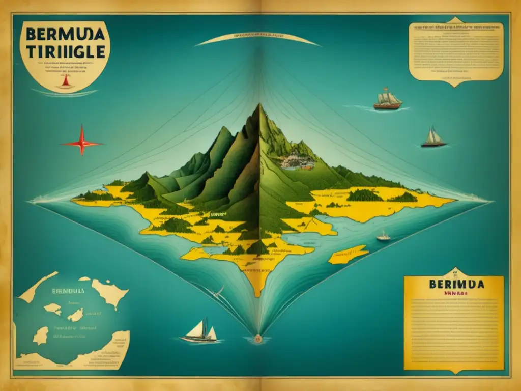 Mapa vintage del Triángulo de las Bermudas: misterio y leyendas del Triángulo de las Bermudas