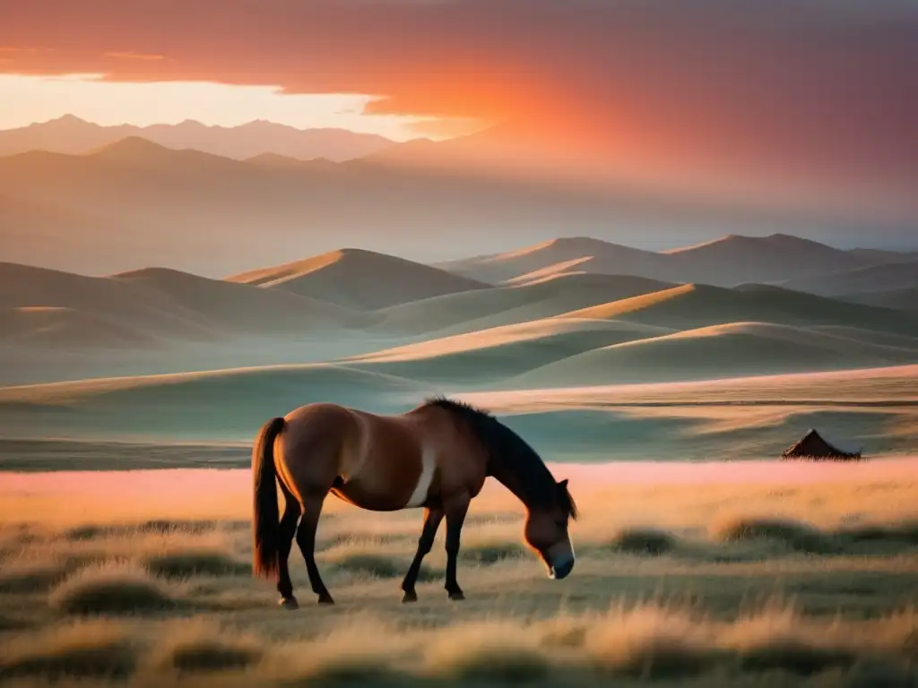 Paisaje épico de la estepa mongola, donde se busca la tumba de Genghis Khan