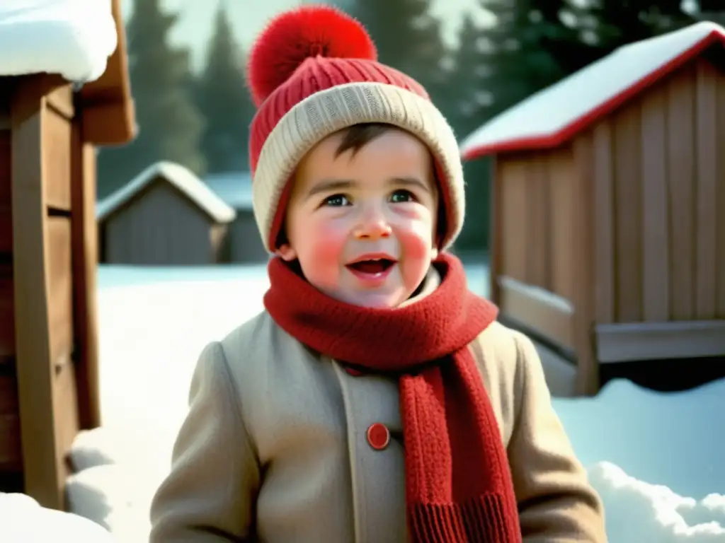 Niño Peary juega en la nieve, anticipando su expedición al Polo Norte