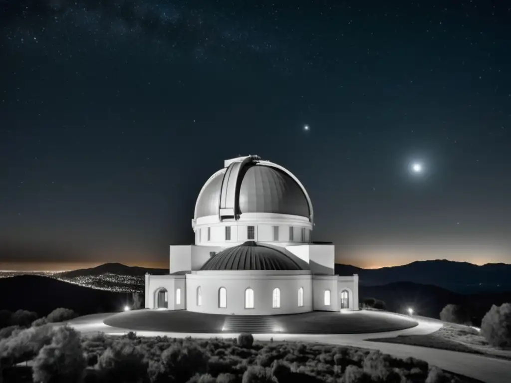 Observatorio de Monte Palomar en blanco y negro, majestuoso y lleno de historia