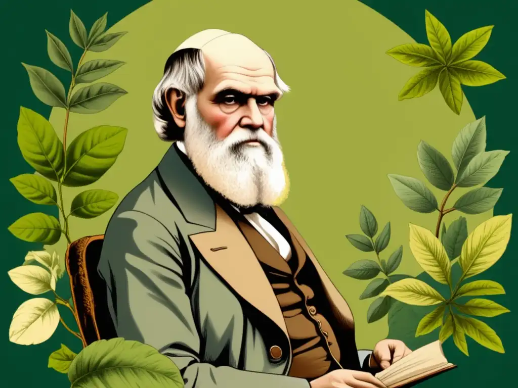 Ilustración vintage de Charles Darwin: El Origen de las Especies y la controversia Darwiniana