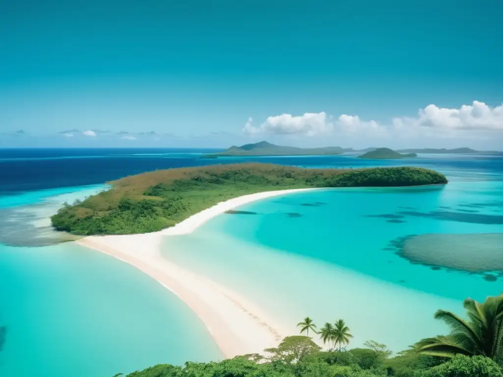 Panorama de Vanuatu, islas verdes, aguas turquesas y arrecifes de coral