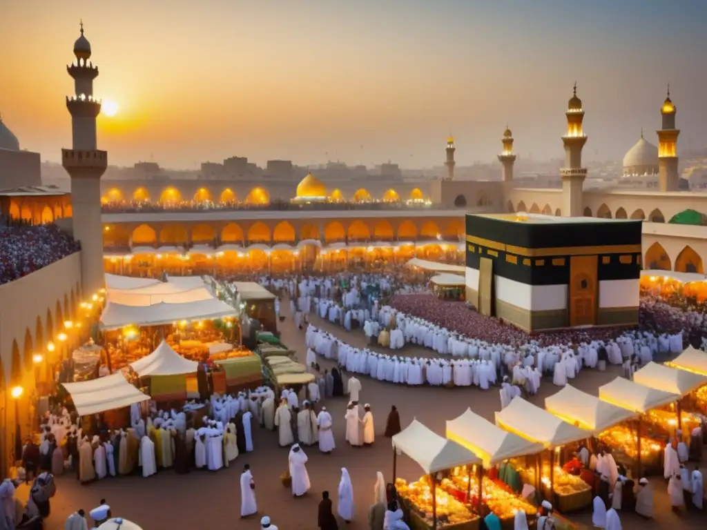 Mercado animado y colorido en Mecca: preparativos para el Hajj 