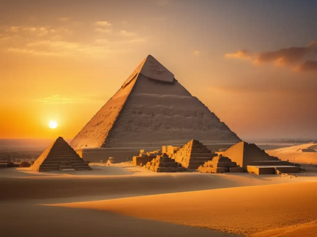 Los Descubrimientos Más Impactantes de la Arqueología Africana: La majestuosidad de la Gran Pirámide de Giza al atardecer