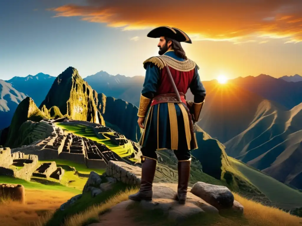 Francisco Pizarro conquista del imperio Inca en paisaje inspirador