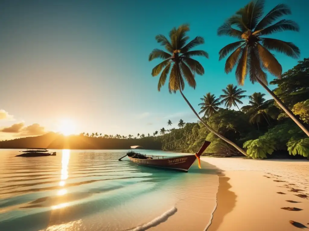 Un viaje a lo desconocido: playa tropical en Islas Salomón al atardecer