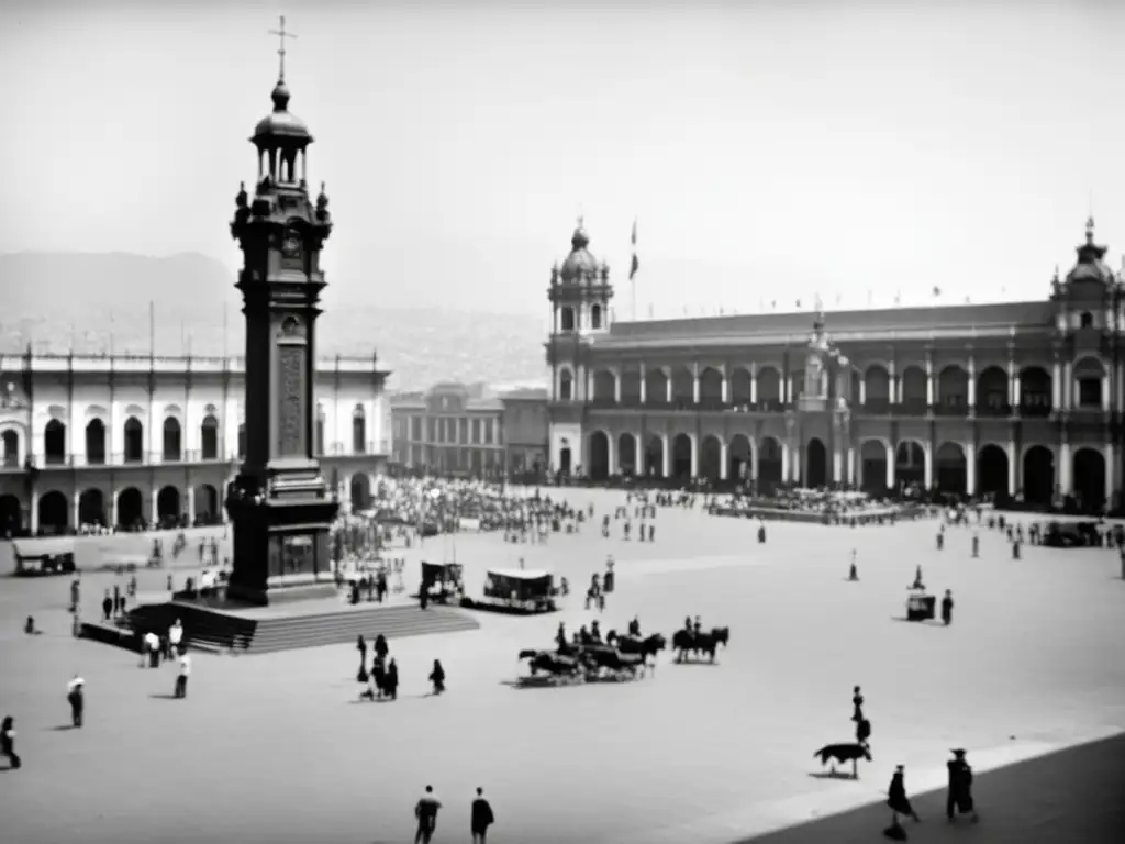 La huella de Pizarro en la Plaza de Armas de Lima, Perú