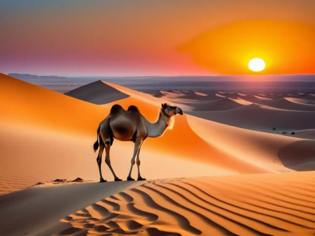 Paisaje del Desierto de Negev: Postales vintage con camello, dunas doradas, oasis y rocas antiguas