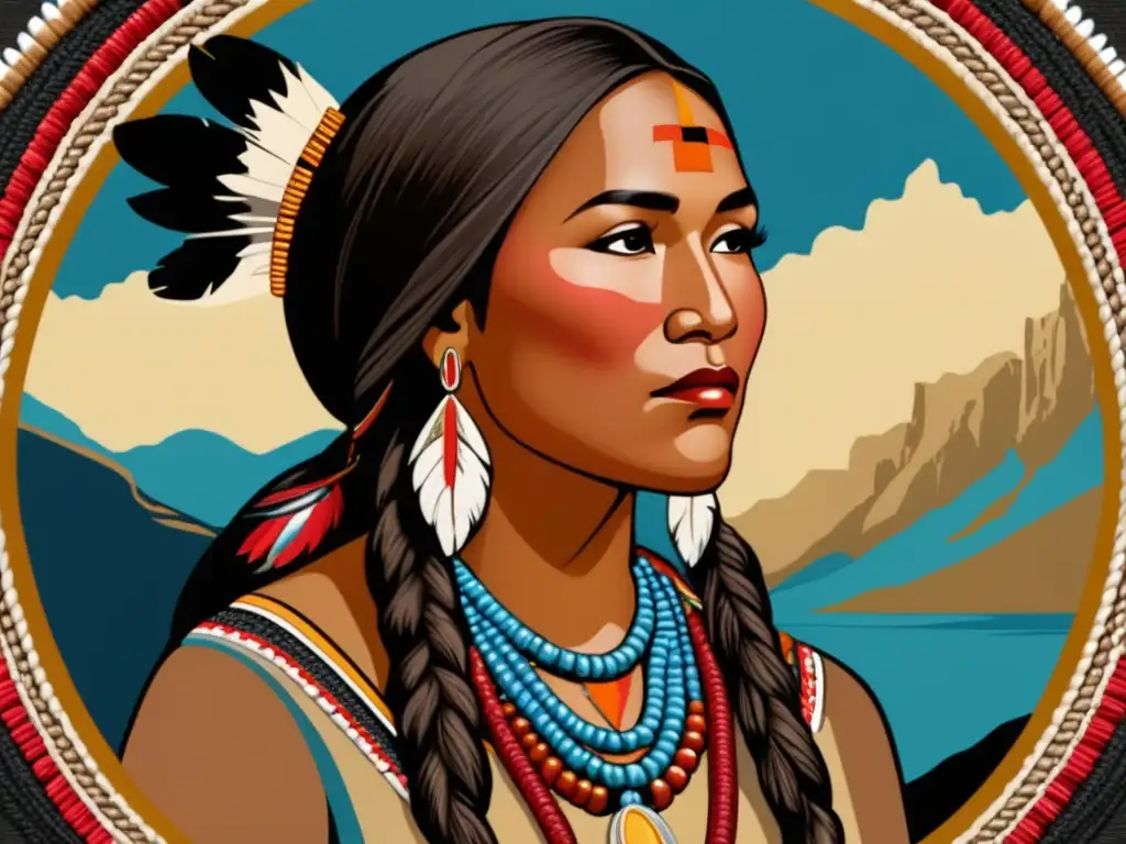 Retrato vintage de Sacagawea, guía indígena Sacagawea: Guía indígena clave en la exploración