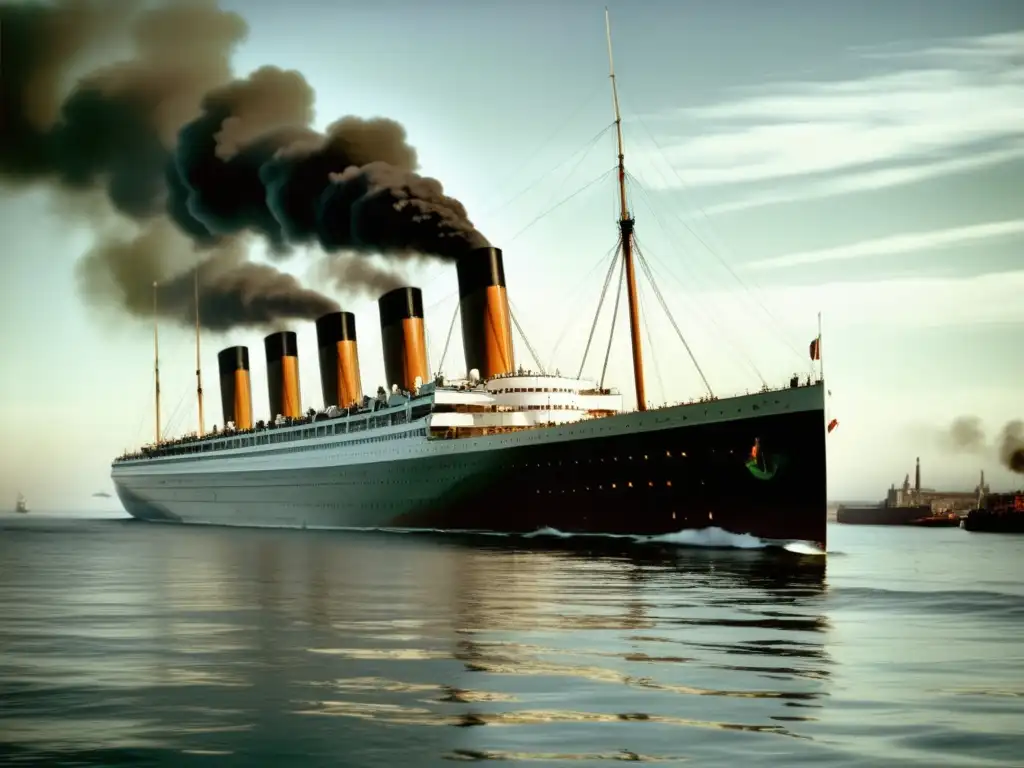 Majestuoso RMS Britannic en aguas tranquilas RMS Britannic: El hermano olvidado del Titanic - Fotografía en blanco y negro del majestuoso RMS Britannic navegando en aguas tranquilas