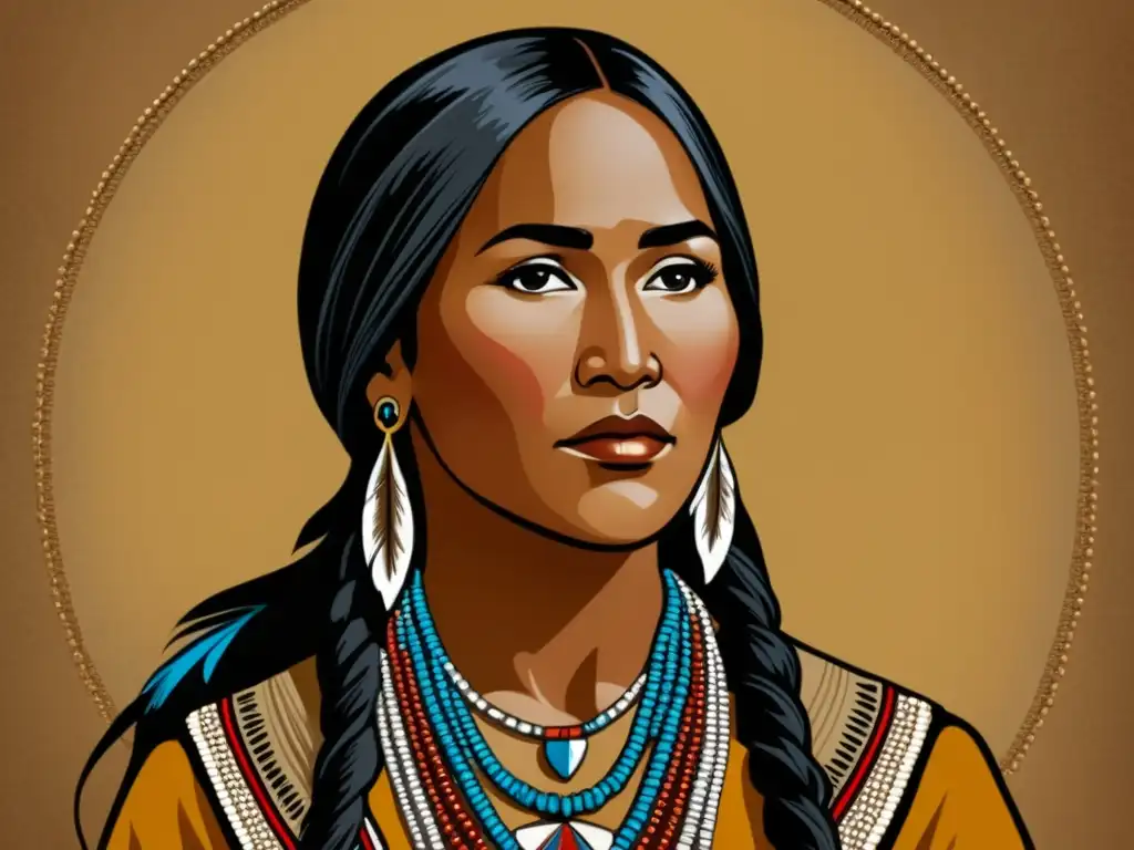 Retrato vintage de Sacagawea, guía indígena en la exploración Sacagawea: Guía indígena que marcó la historia de la exploración