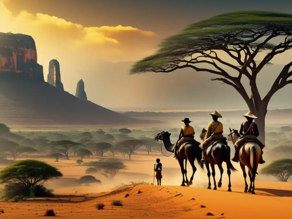 Exploración africana: un cautivador paisaje vintage evoca la historia de Stanley y Livingstone