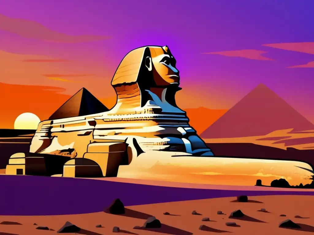 Misterio de la Esfinge al atardecer en Giza