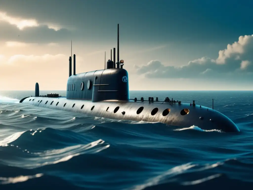 Submarino nuclear vintage surcando el océano Submarinos Nucleares: Una Mirada al Futuro del Transporte Subacuático