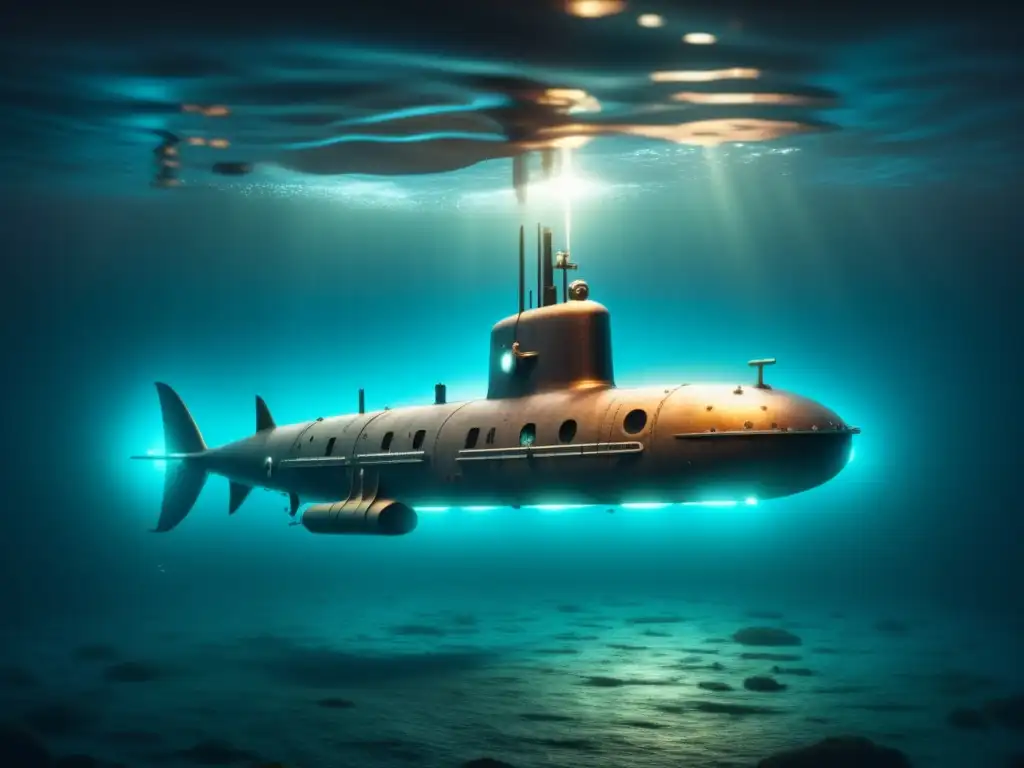 Submarino en expediciones submarinas a las profundidades misteriosas del océano