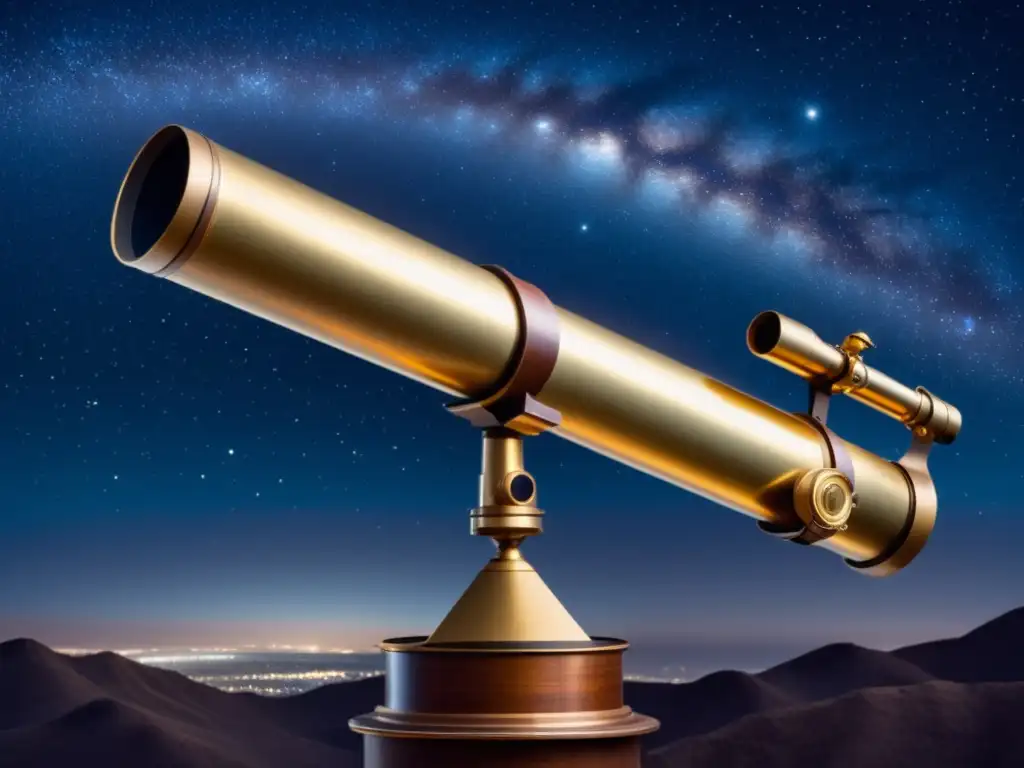 Un telescopio vintage en un cielo estrellado, explorando el universo oscuro