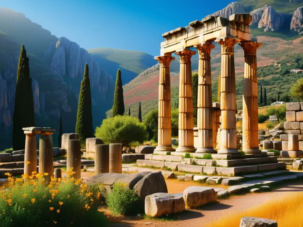 Ruinas del Templo de Apolo en Delphi: El Oráculo de Delfos - Predicciones divinas o manipulación política?