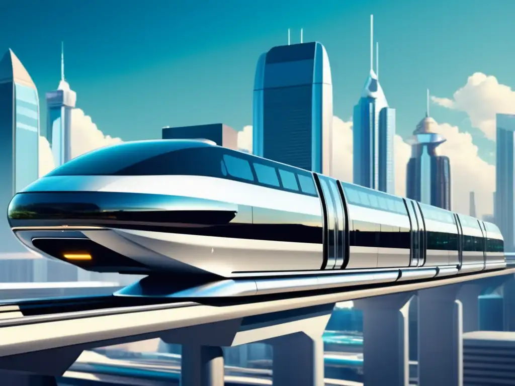 Futurístico sistema de transporte terrestre Medios transporte terrestre innovadores en futurista ciudad con monorraíl retro, vehículos eléctricos autónomos y arquitectura moderna